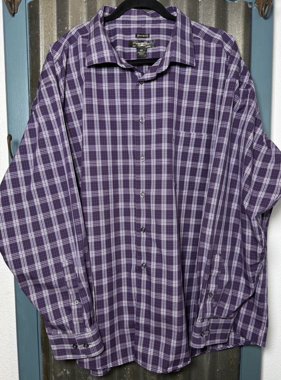 Pronto Uomo 100% Cotton Non Iron Long Sleeve Button Down Shirt Mens 3XL Purple